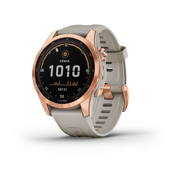 Garmin Fenix 7S Solar Edition, Rose Gold with Light Sand Band
