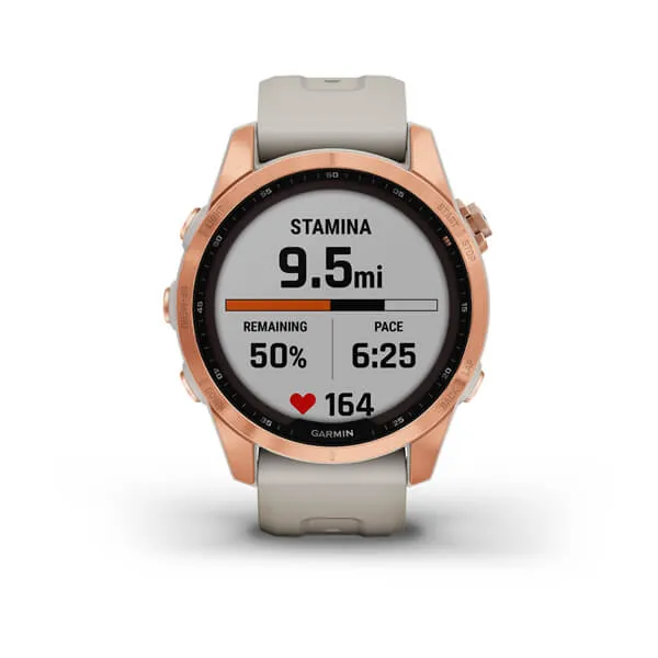 Garmin Fenix 7S Solar Edition, Rose Gold with Light Sand Band